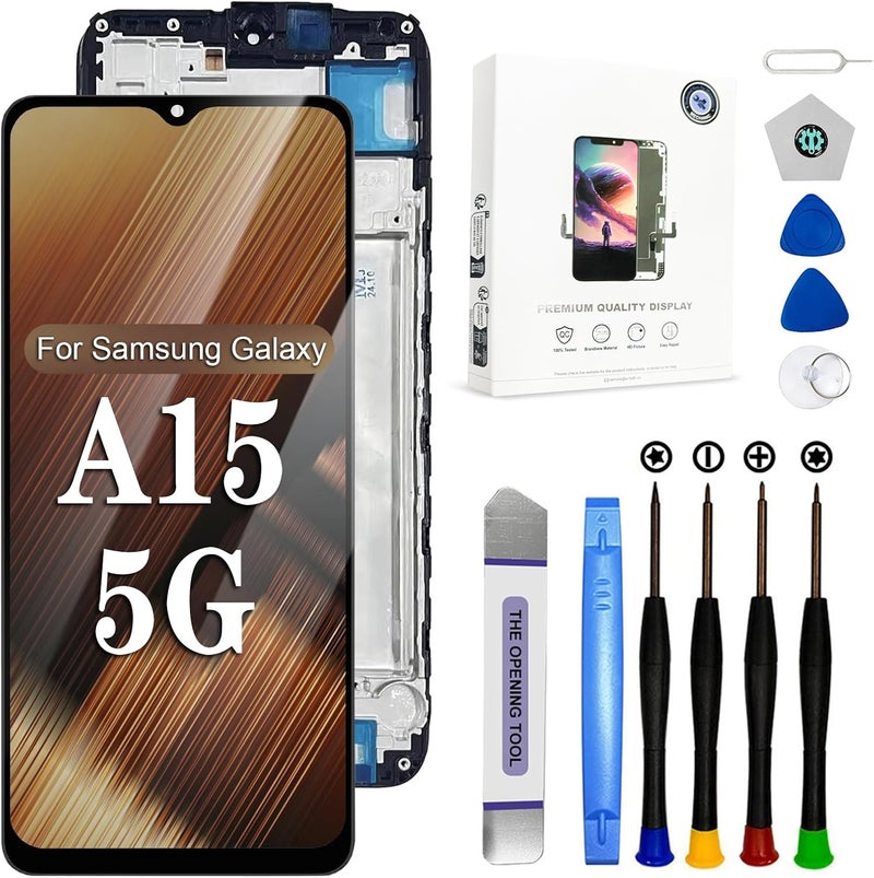 EFAITHFIX Store for Samsung Galaxy A15 5G Screen Replacement with Frame 6.6 Inch LCD Display Digitizer for Samsung A15 A156U A156M S156VL A156W Screen Replacement Kit Touch Screen Assembly with Repair Tools - Image 1